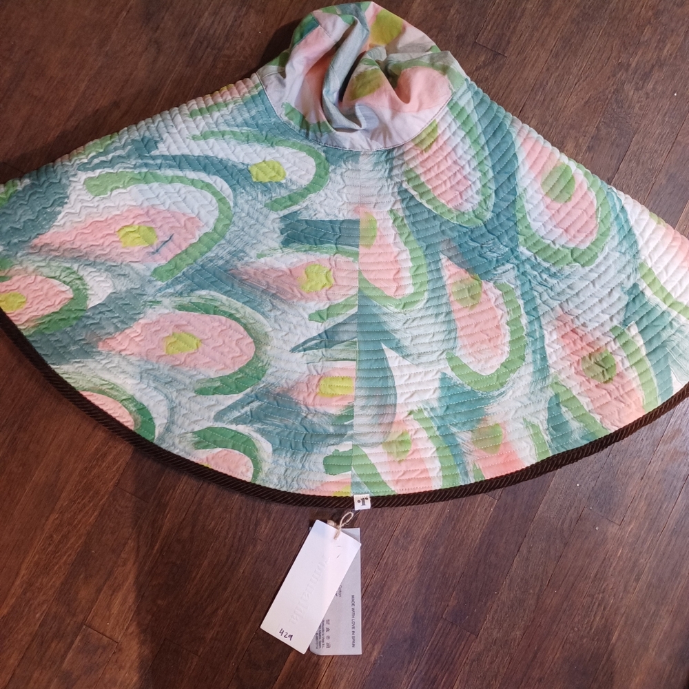 NEW ! Rare ! Romualda Cotton Huge Sun Hat Colorful Quilted